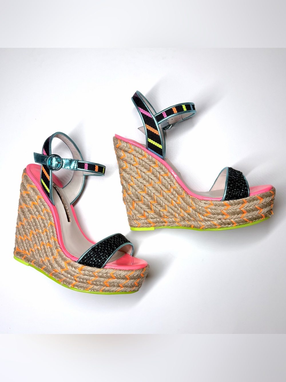 Sophia Webster Multicolor Fabric and Leather Lucita Espadrille Sandals Size- 38 - Picture 8 of 9